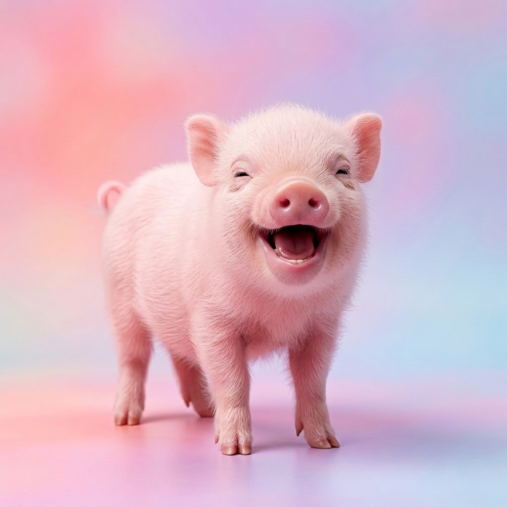 Cute laughing piglet
